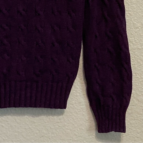 Polo Ralph Lauren Purple Cable V Neck Sweater L - Picture 5 of 11